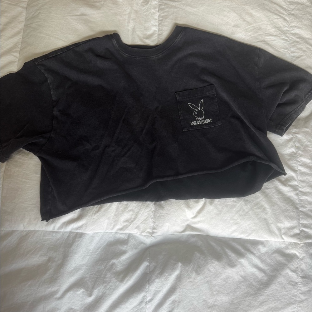 Black Playboy Crop Top